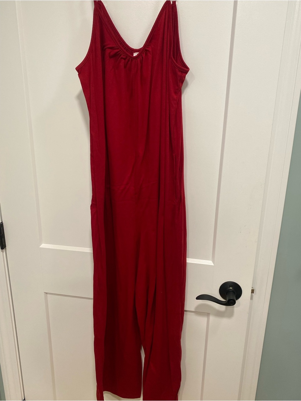 Sleeveless Wide-Leg Jumpsuit in Deep Red
